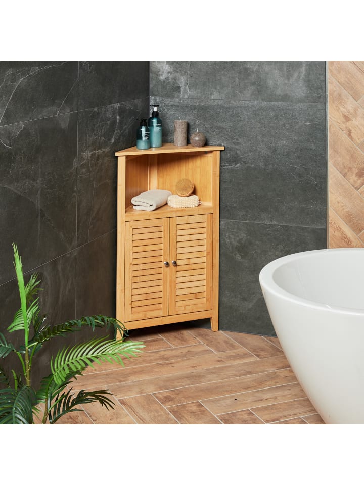relaxdays Eckschrank in Natur - (B)58 x (H)92 x (T)30 cm günstig kaufen onesize
