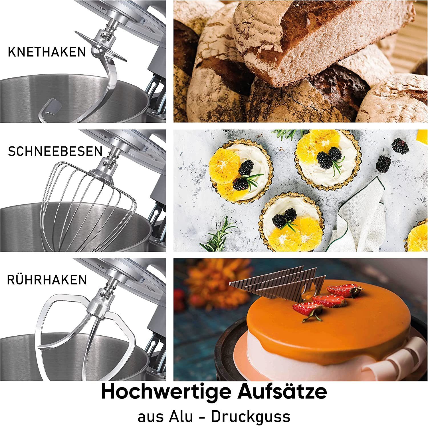 Heinrich´s Küchenmaschine HKM 8110-HKM 8120, 1800 W, 11,00 l Schüssel, Knetmaschine Teigmaschine Teigknetmaschine Rührmaschine