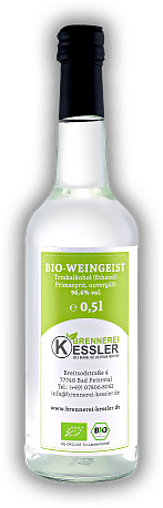 Kessler BIO-Weingeist Ethanol Primasprit 96,4%vol. (Trinkalkohol) 0,5 Liter Kessler BIO-Weingeist Ethanol Primasprit 96,4%vol. (Trinkalkohol) 0,5 Liter  0,5	 Liter - Vol 96,4%