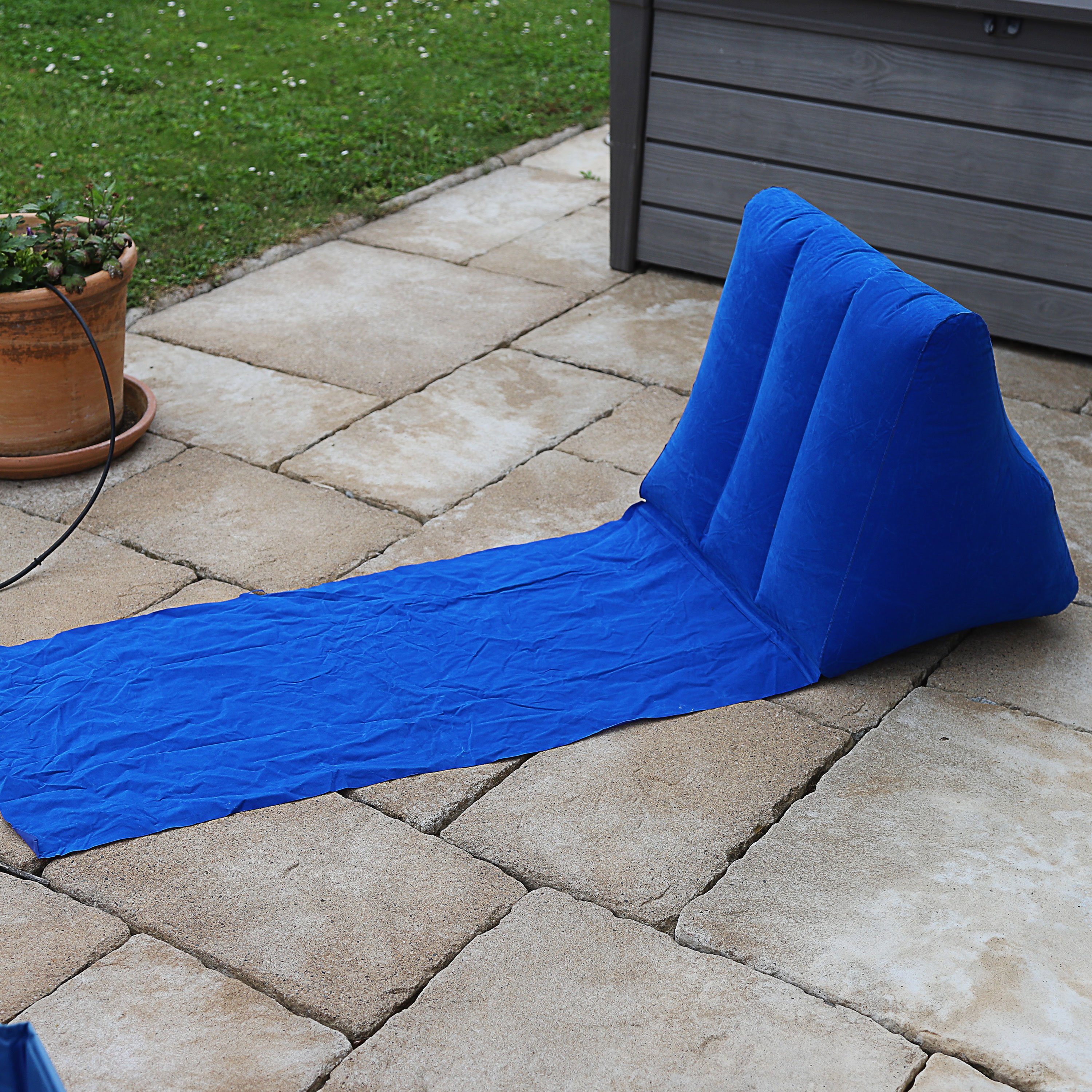 CEPEWA Campingliege Strandmatte Rückenkissen aufblasbar blau 140x50cm