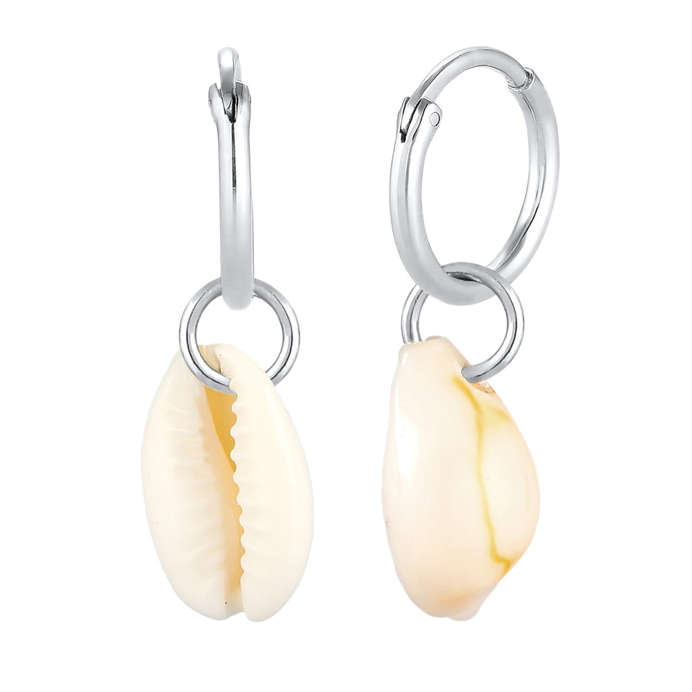 Elli Elli Boucles d'Oreilles Femmes créoles mer vacances tendance avec coquillages cau Boucles d'oreilles