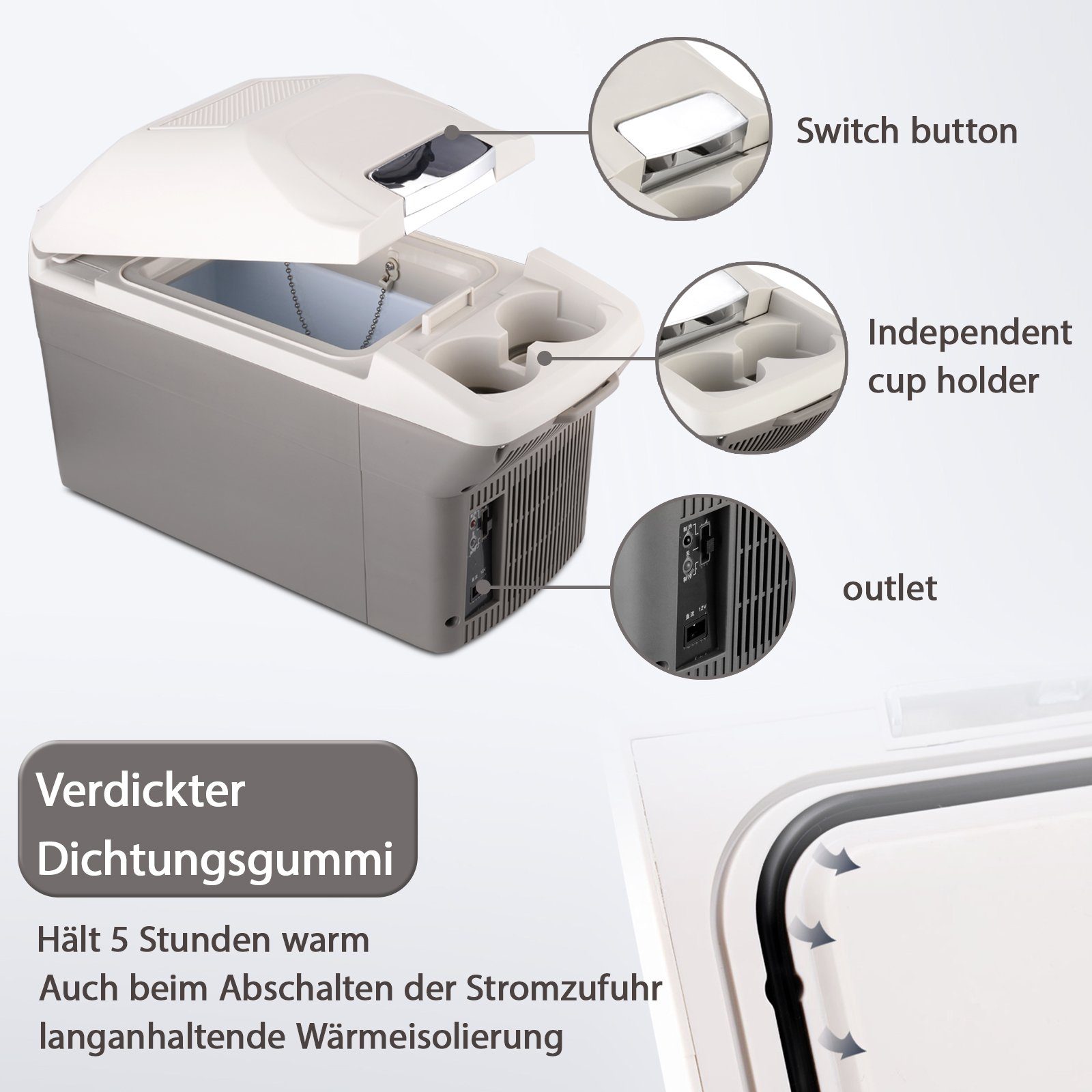 OKA Elektrische Kühlbox Kühl-Gefrierkombination für Auto, Camping und Outdoor, 9 l, Thermobehälter mit hoher Leistung, leicht und variabel einsetzbar