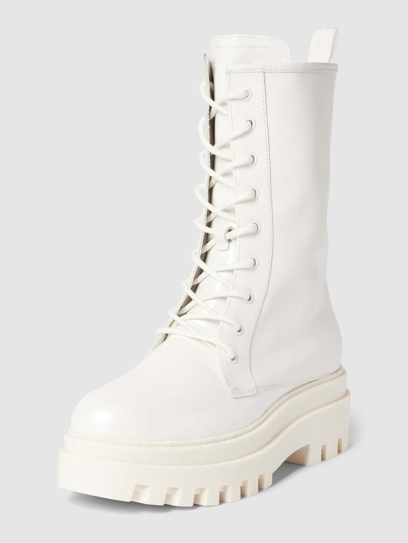 Schnürboots aus Leder mit Plateausohle in weiß