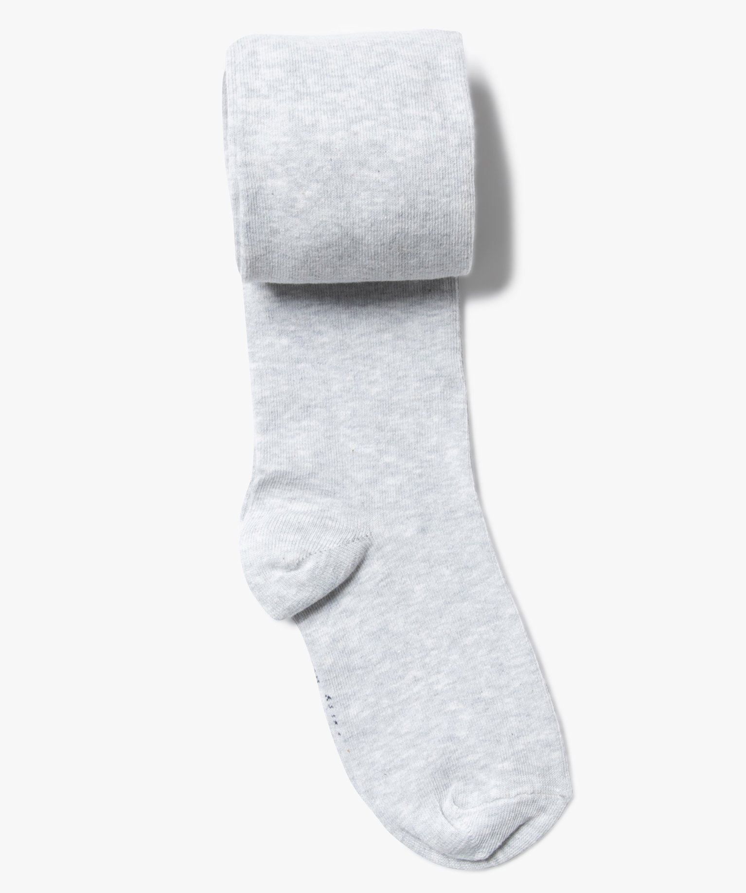 Collants chauds uni en coton fille gris clair | GEMO