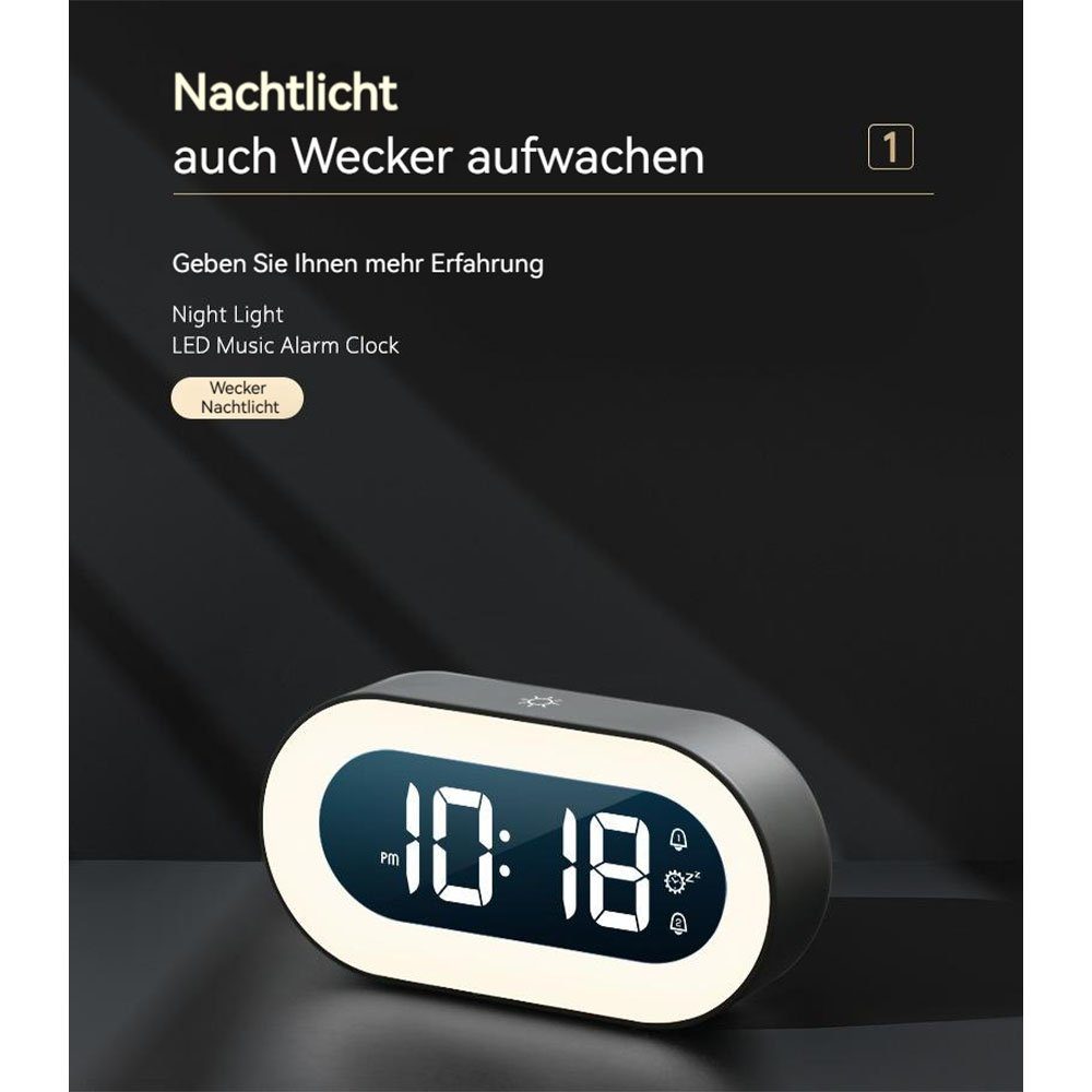 MOUTEN Glockenwecker LED-Wecker, leuchtende elektronische Nachttischuhr