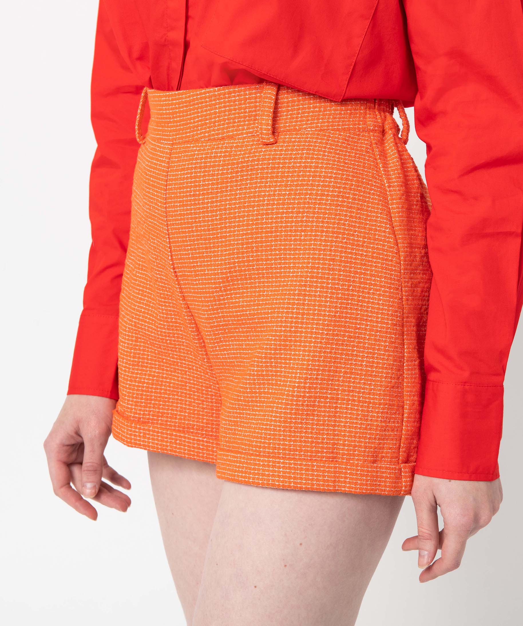 Short femme à petits carreaux coupe ample orange | GEMO