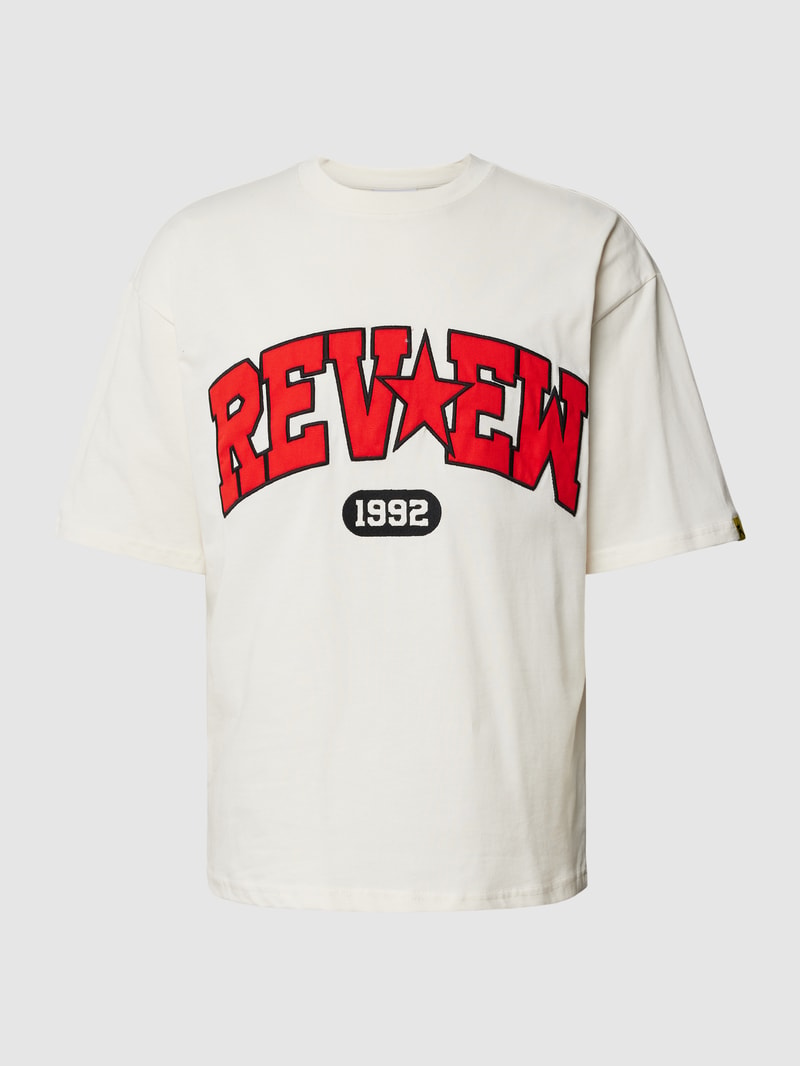 T-Shirt mit Label-Print in ecru