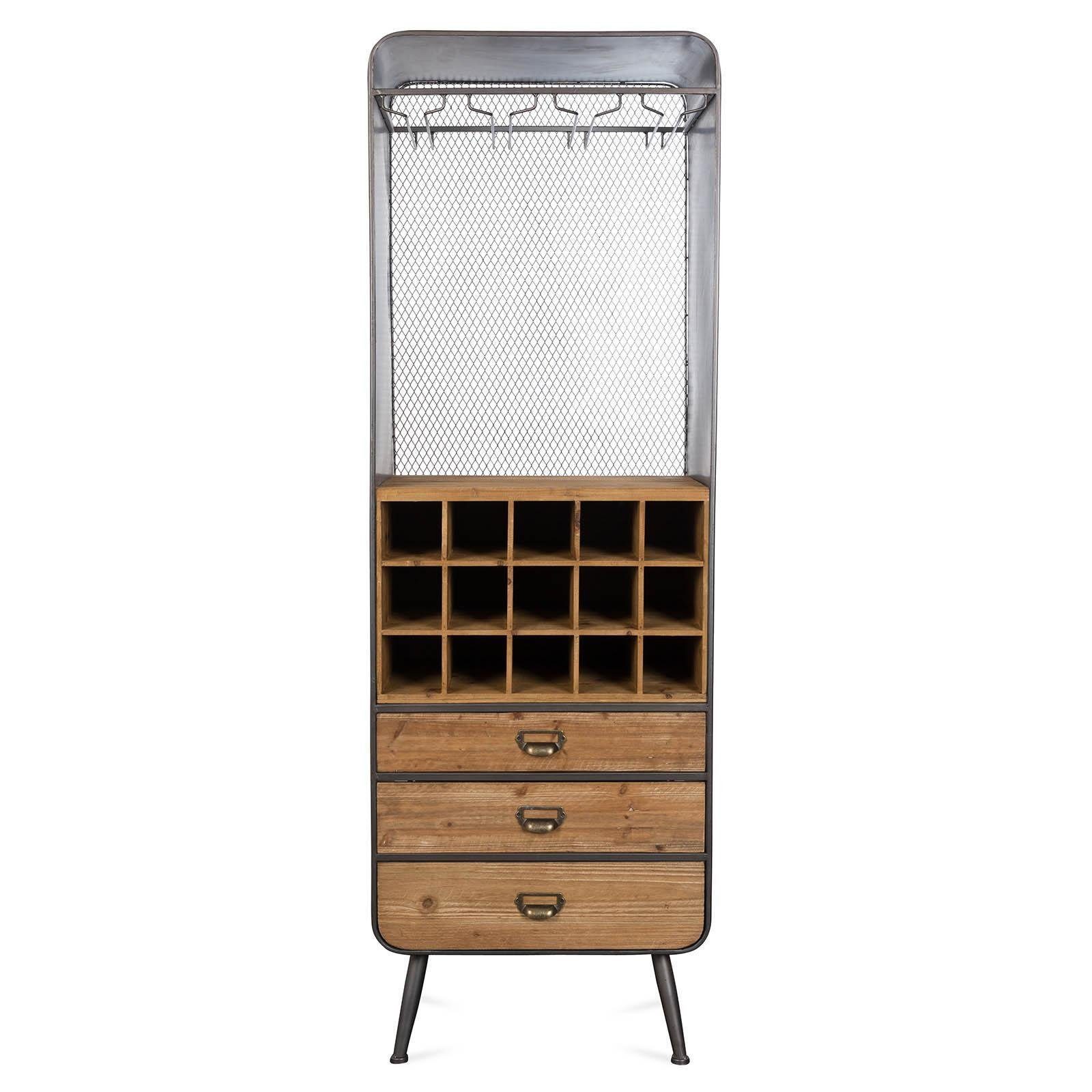 Dutchbone Vitrine DUTCHBONE Barschrank Vino (Packung, 1 Stück DUTCHBONE Barschrank) aus Eisen, Mischholz, Tannenholz, B 56 Zentimeter, H 170 Zentimeter, T 38 Zentimeter
