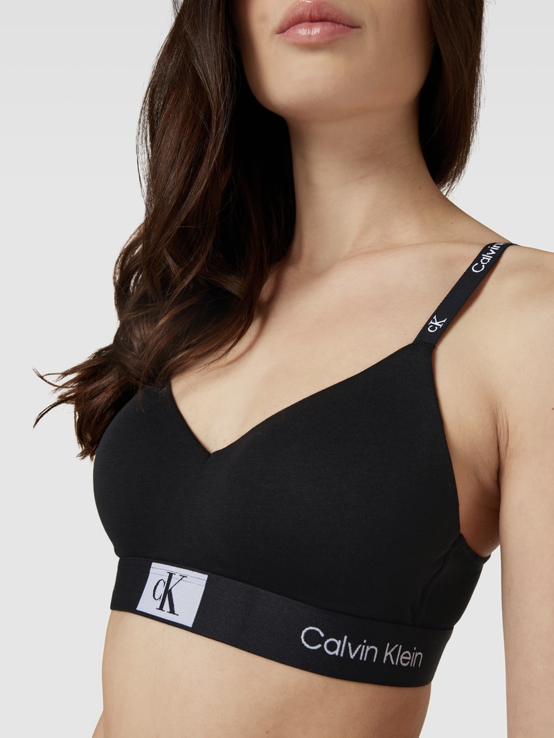 Bralette mit elastischem Logo-Bund in schwarz