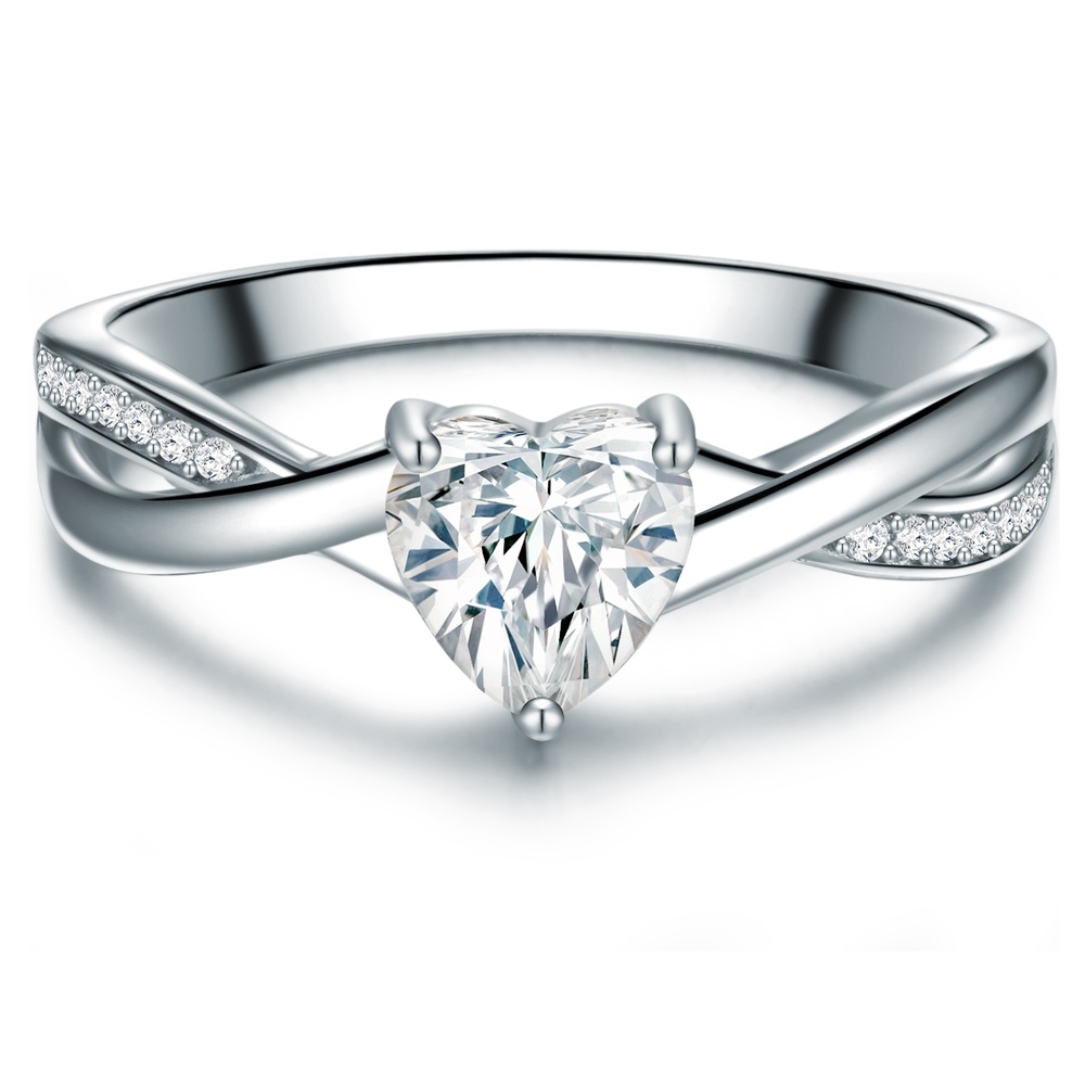 Trilani Coeur Argent sterling Oxyde de zirconium (CZ) en Argent Bague