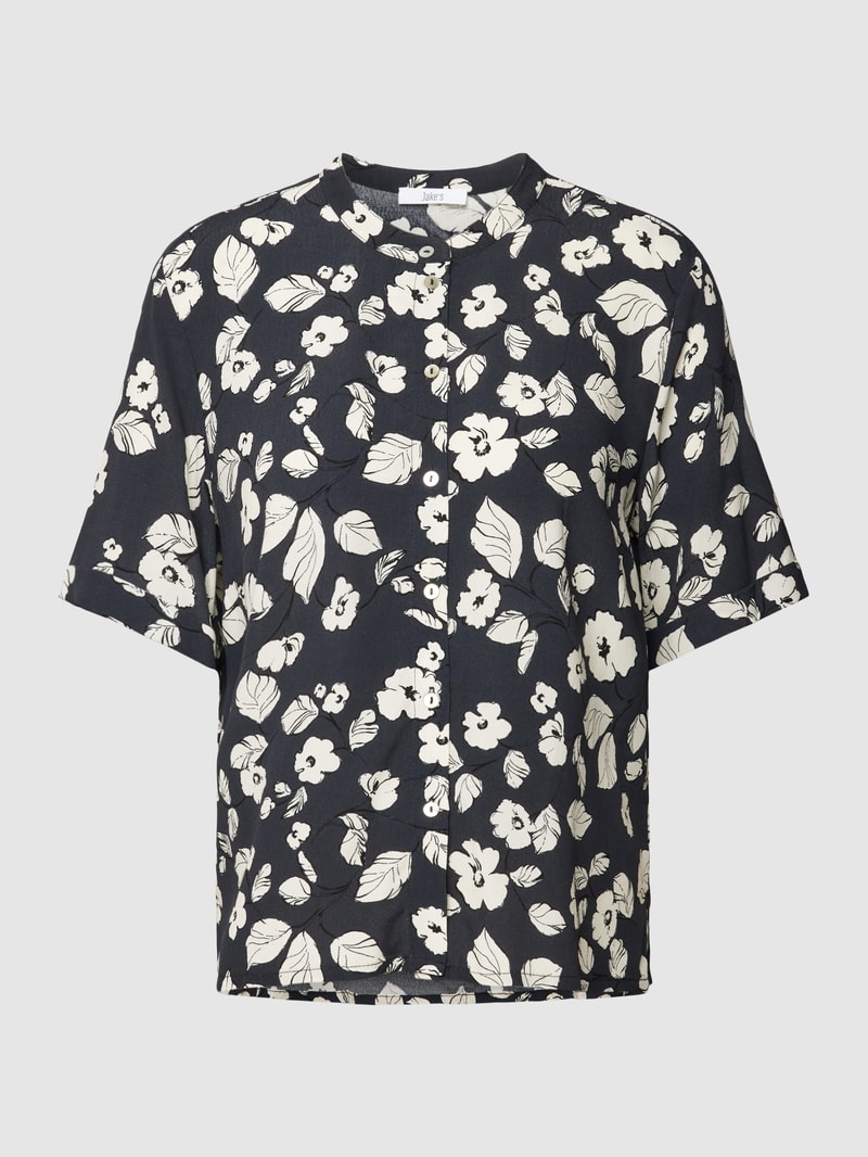Bluse aus Viskose mit floralem Print in anthrazit