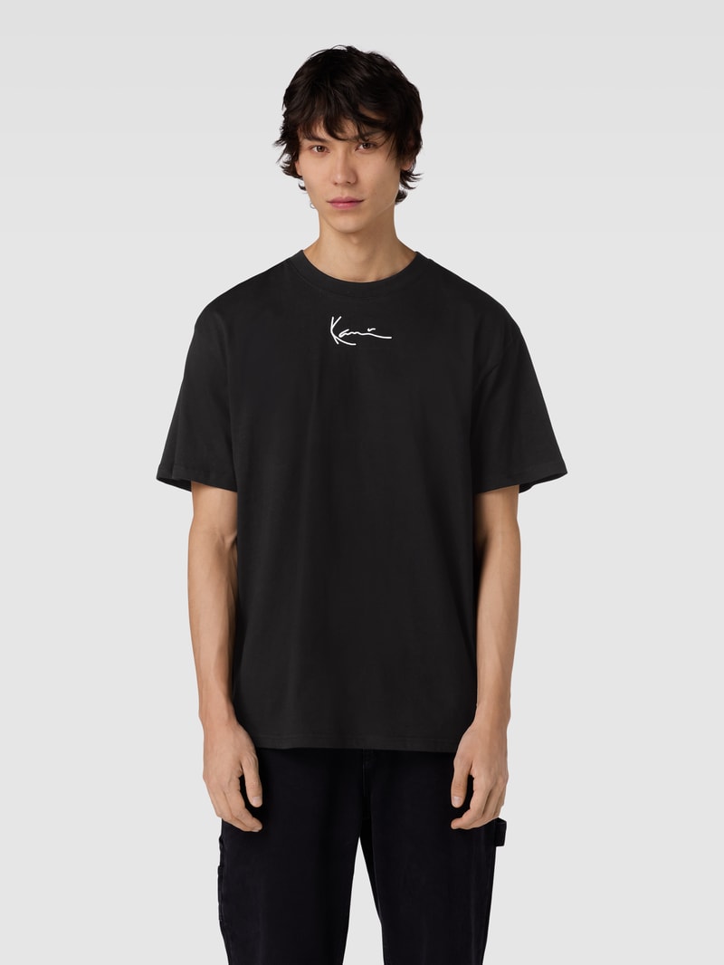 Oversized T-Shirt mit Logo-Stitching in black