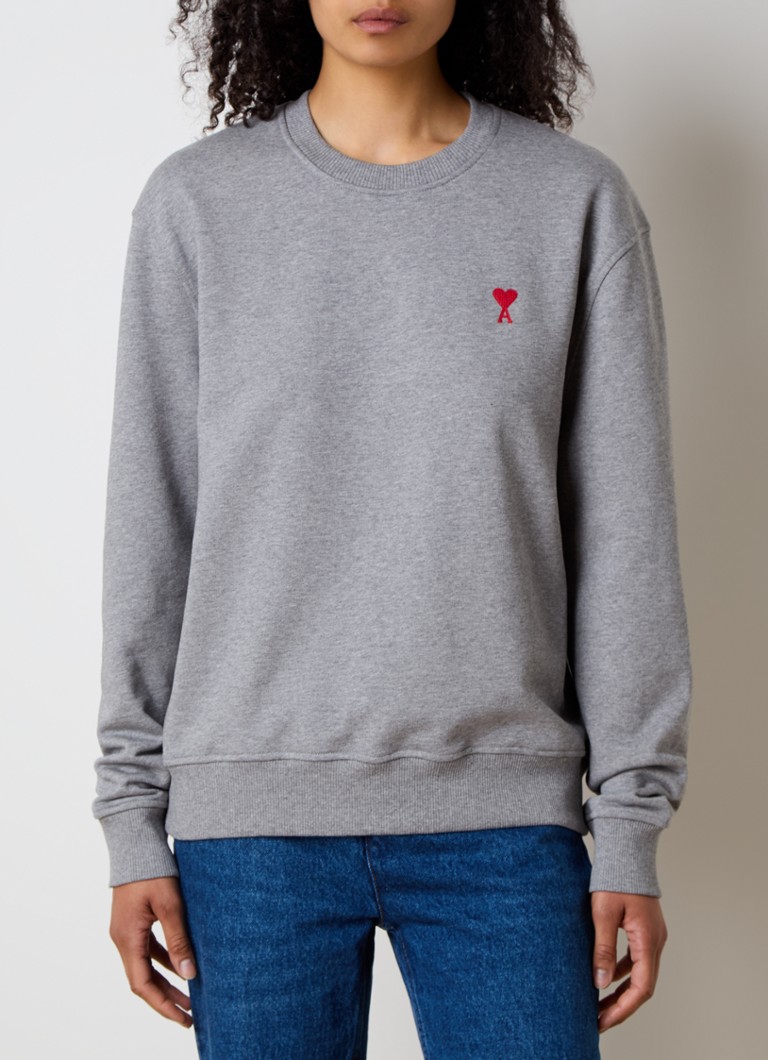 AMI Paris organic cotton sweater with logo embroidery