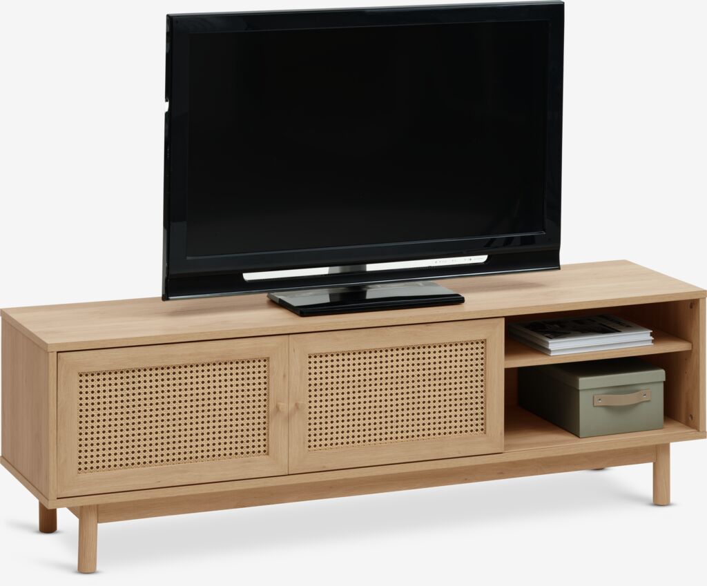 HALMSTAD TV stand with 2 sliding doors in petan/oak color