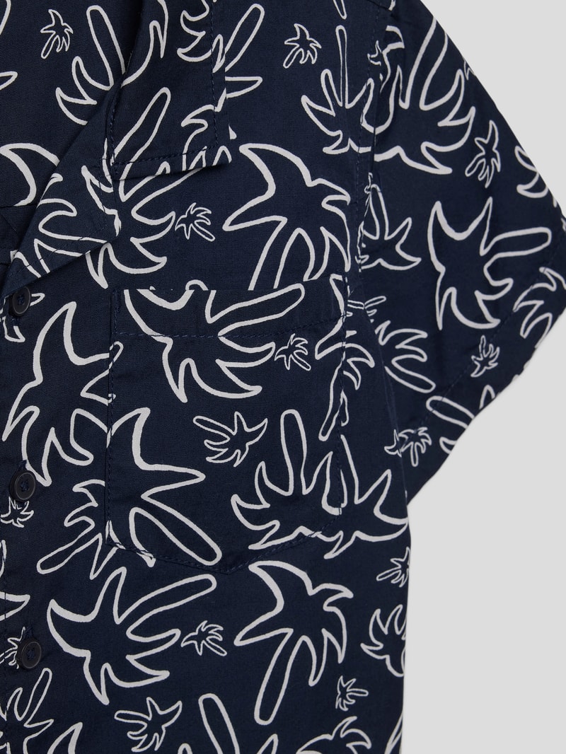 Hemd mit Allover-Print in marineblau
