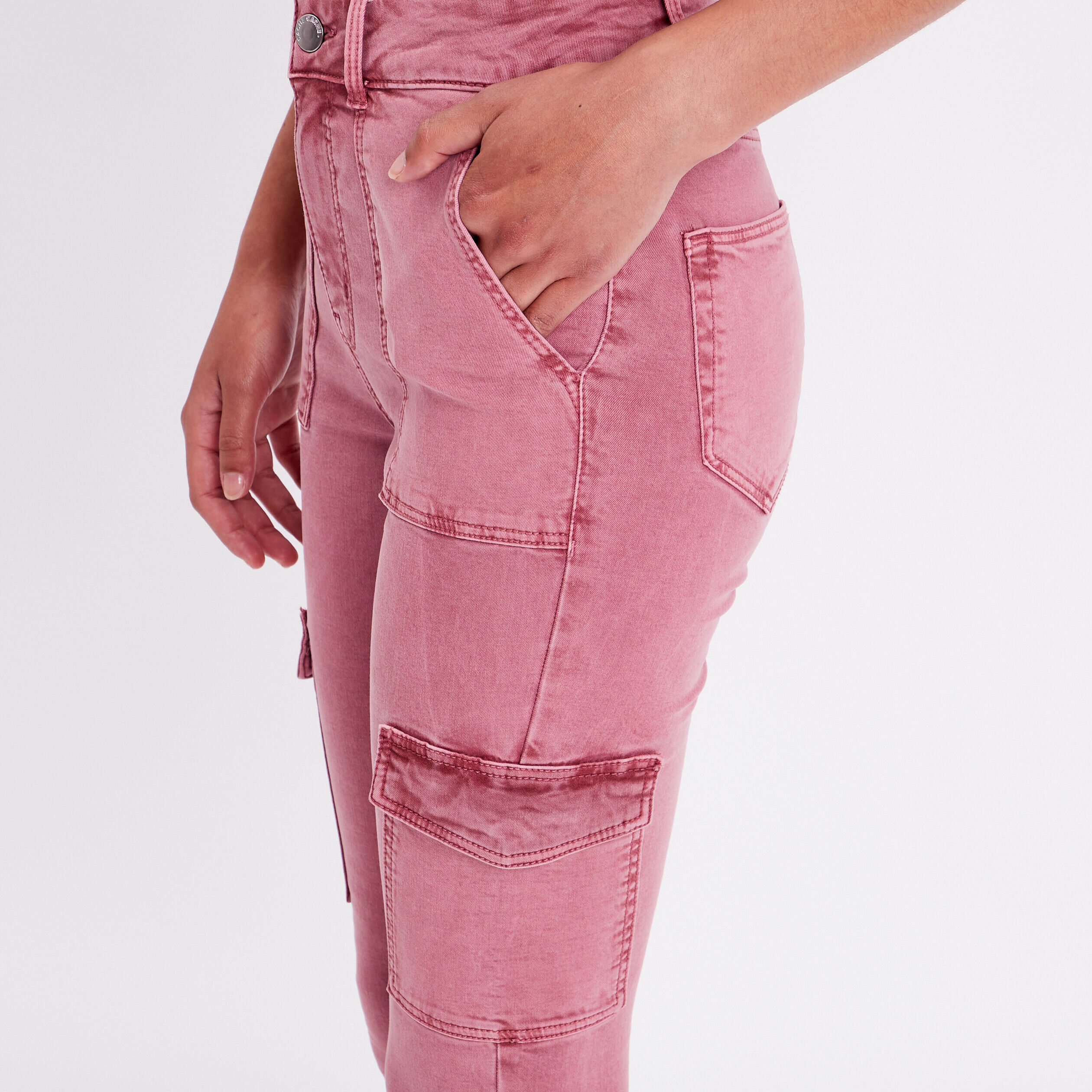 Pantalon skinny poches cargo vieux rose femme | Cache Cache