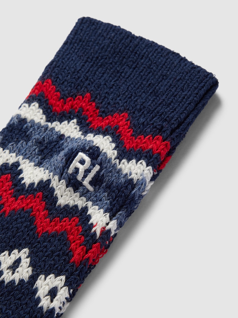 Socken mit Label-Stitching Modell 'FAIRISLE' in marineblau