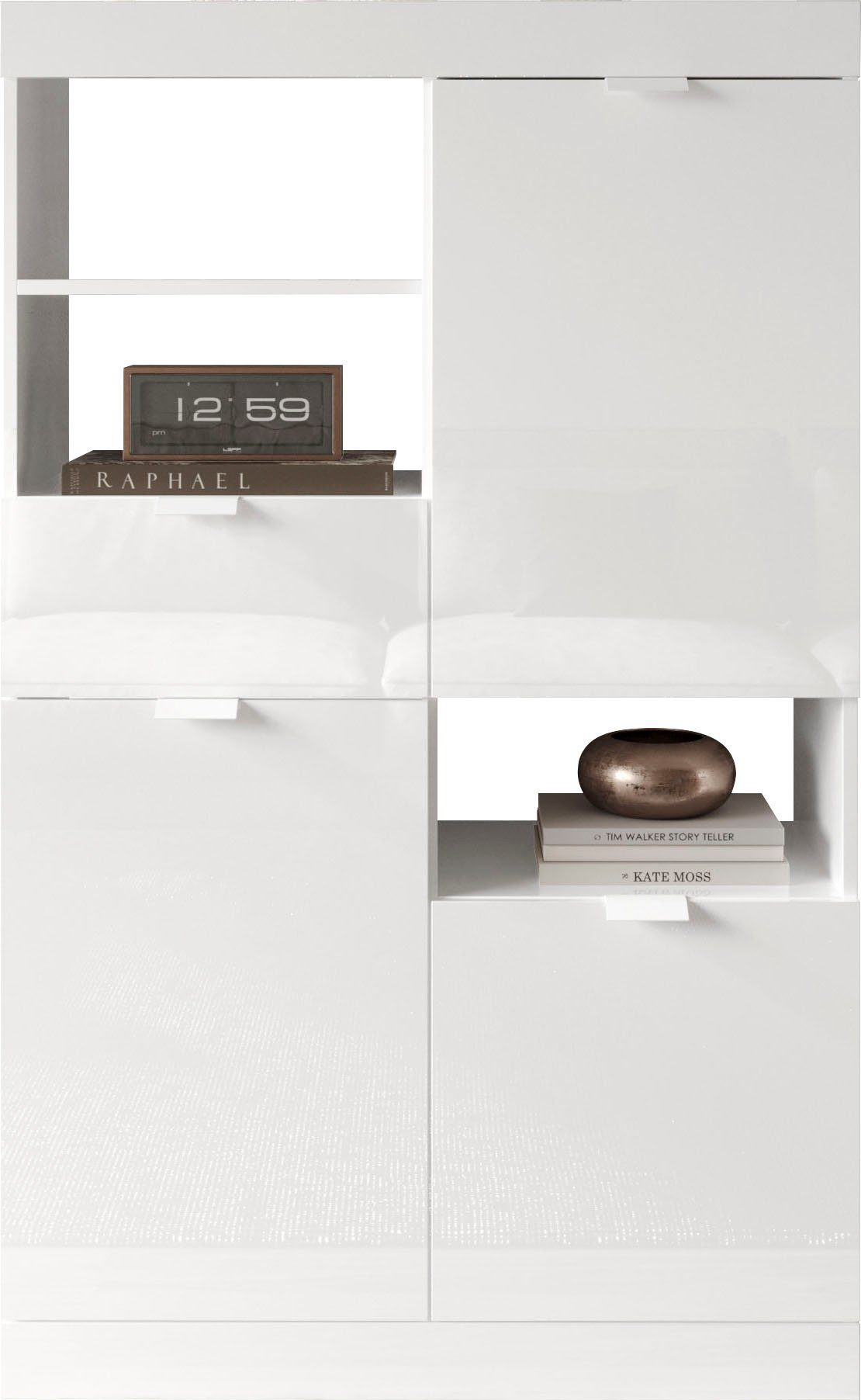 LC Highboard Slim, Breite 91 cm, weiß Hochglanz Lack