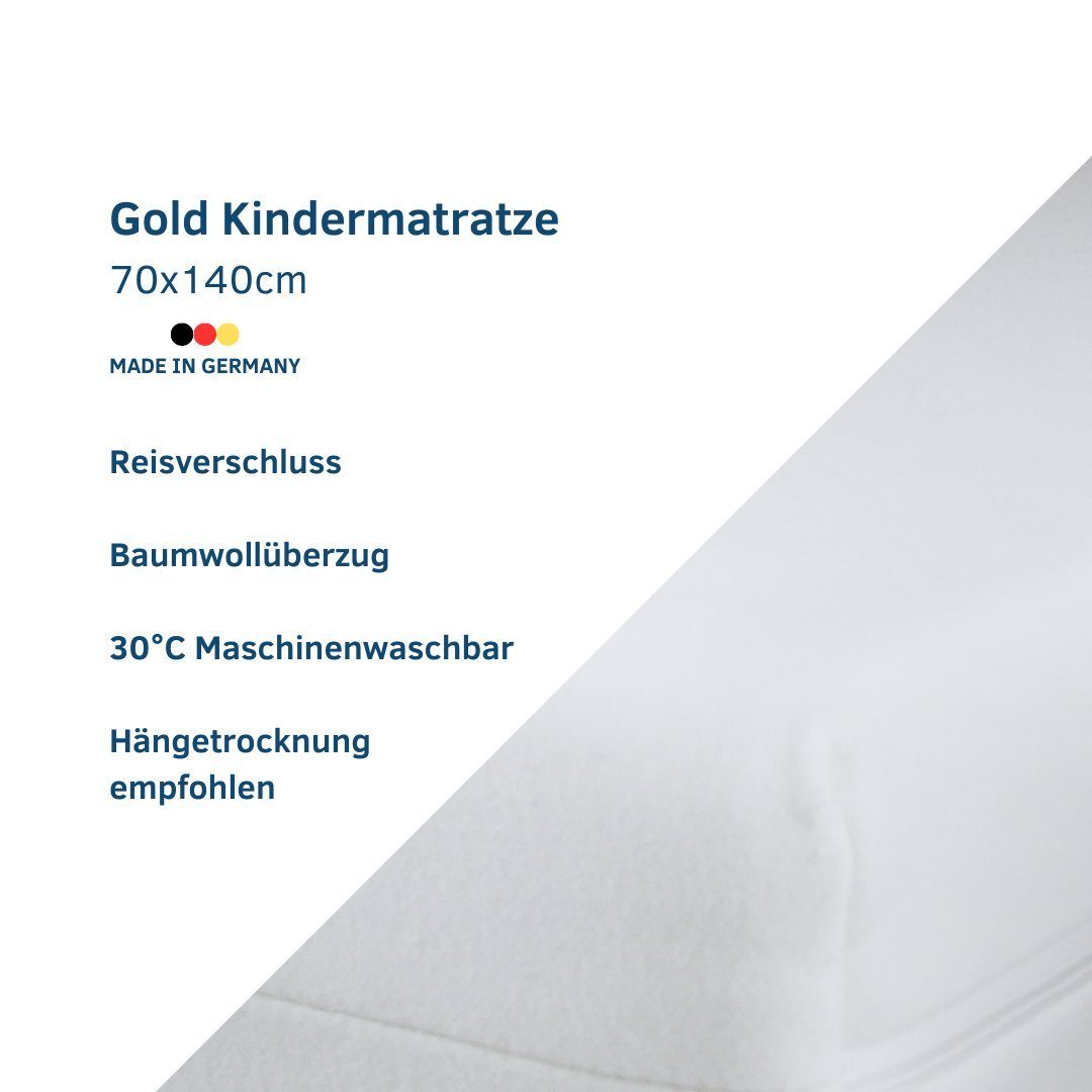 Kindermatratze Gold 70x140cm, mia Matratzen, (Set, 2-tlg), Nachhaltig, Made in Germany, Gesunder Schlaf, Babyzimmer, Kinderzimmer, Babys- und Kinder