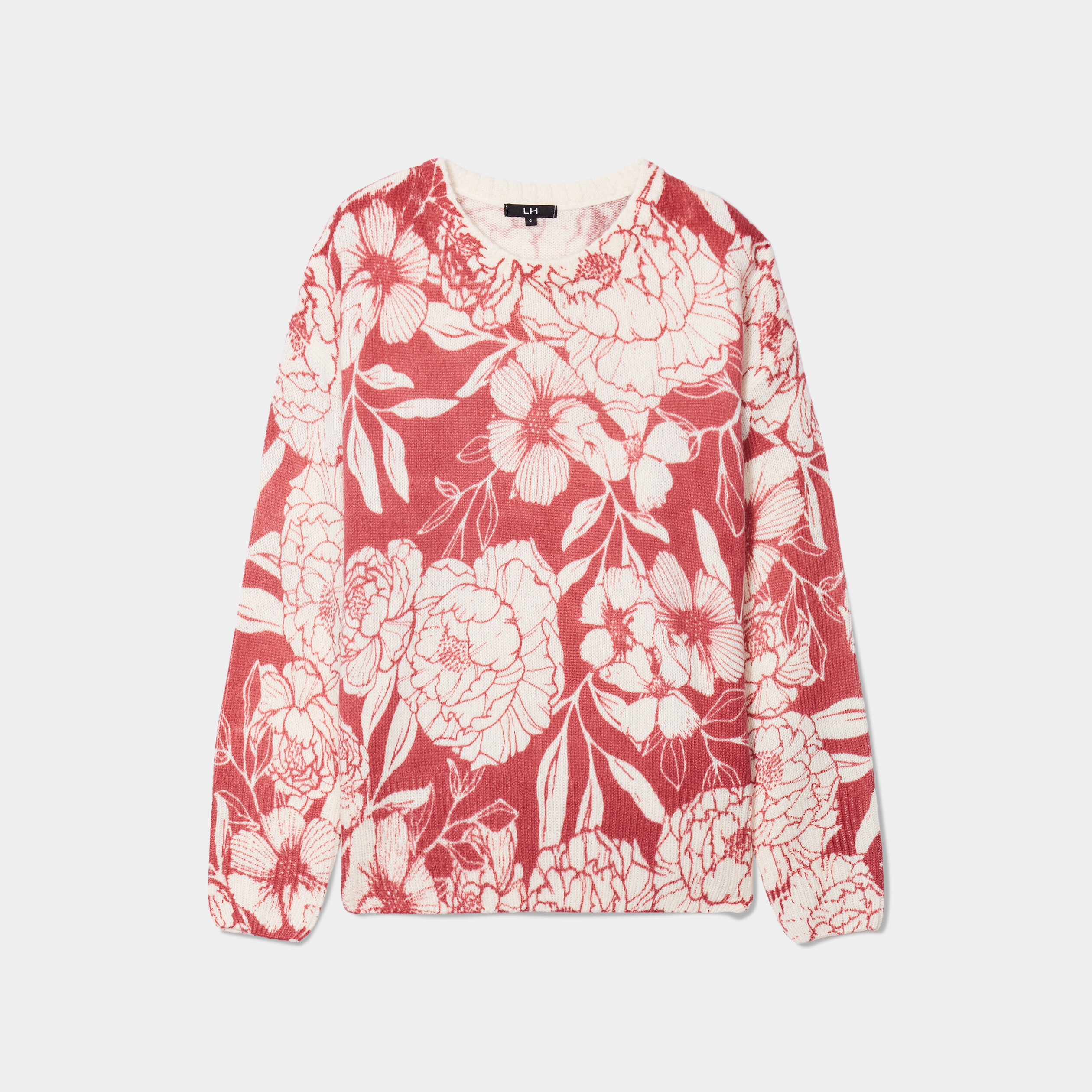 Pull col rond manches longues rose clair femme | La Halle