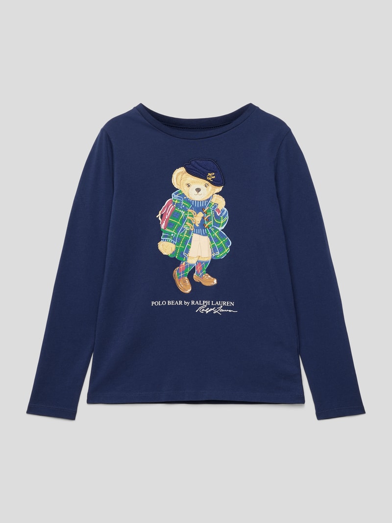 Longsleeve mit Motiv-Print in marineblau