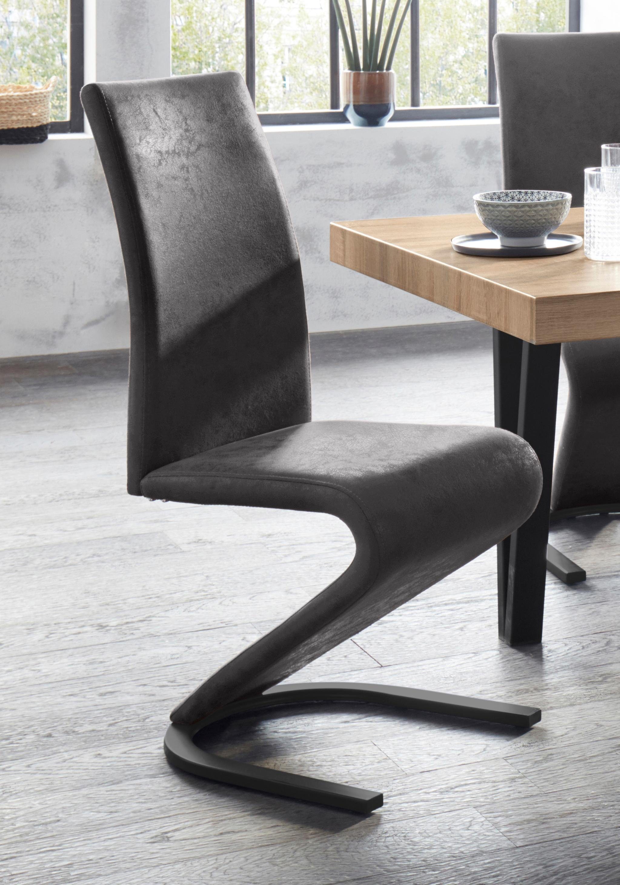 Home affaire Freischwinger Ziri (Set, 2 St), Bezug aus strapazierfähiger Microfaser, schwarzes Metallgestell