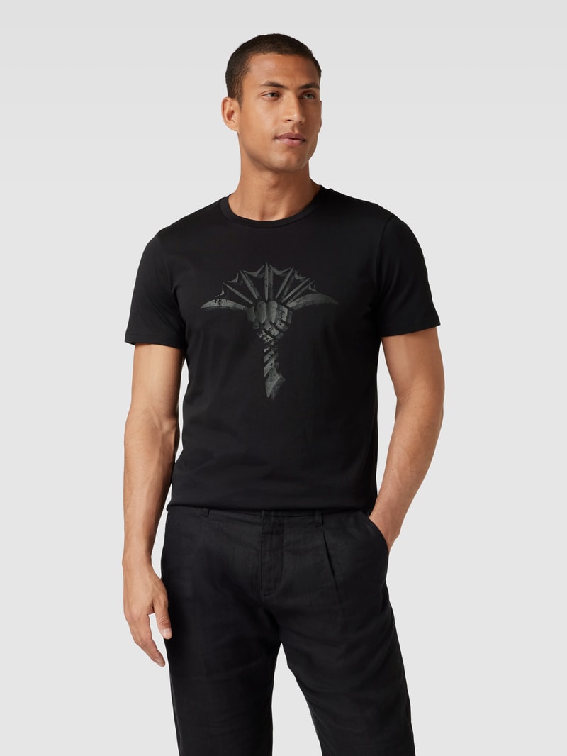T-Shirt mit Motiv-Print Modell 'Alerio' in schwarz