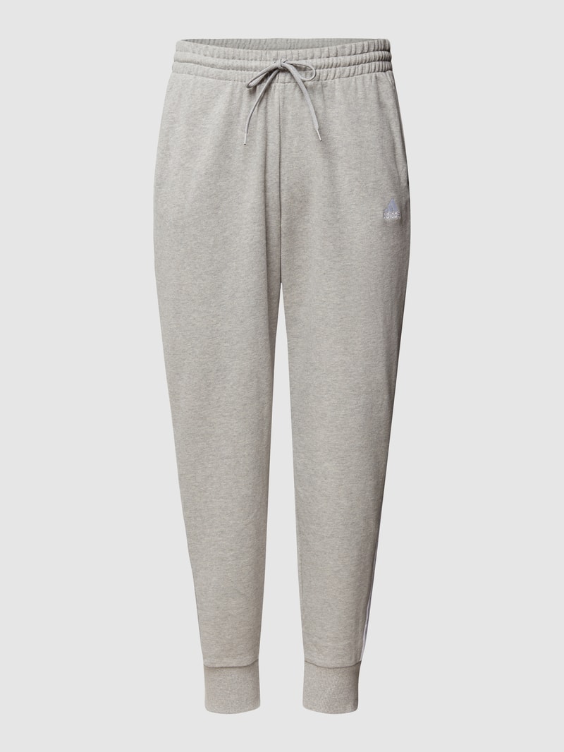 Sweatpants mit Label-Stitching in mittelgrau meliert