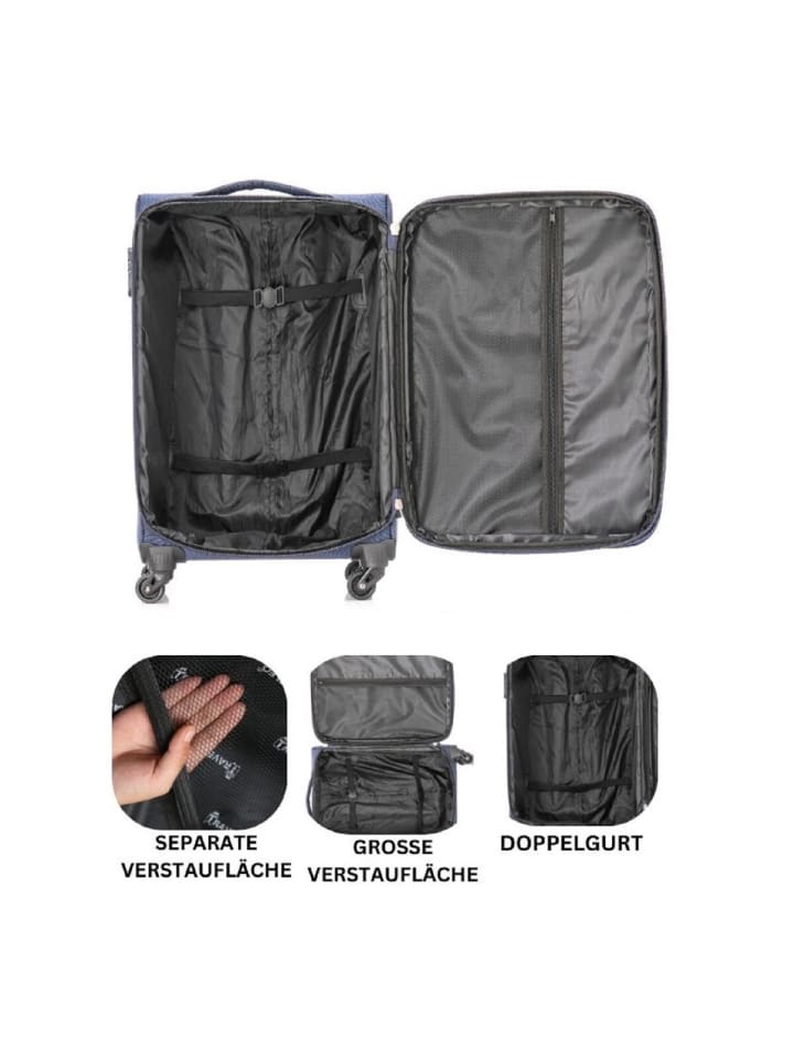 Cheffinger 3 Tlg. Kofferset aus Stoff in Blau günstig kaufen 3