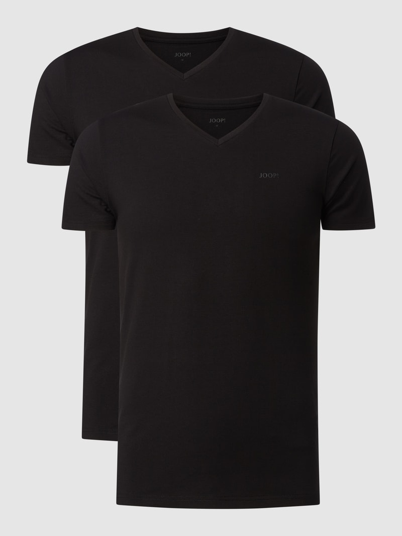 T-Shirt mit Stretch-Anteil im 2er-Pack in schwarz