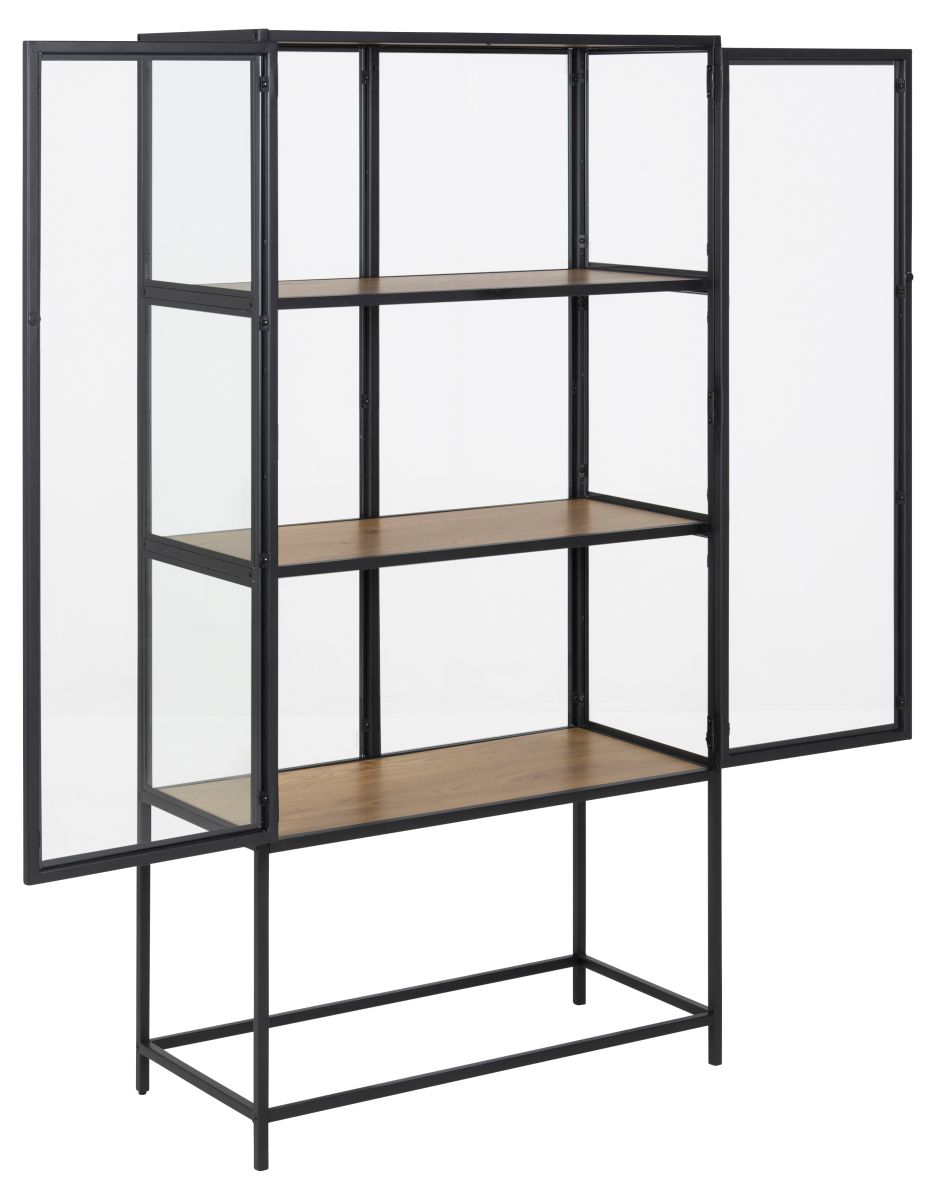Vitrine Seaford Eiche Schwarz 77 x 150 cm