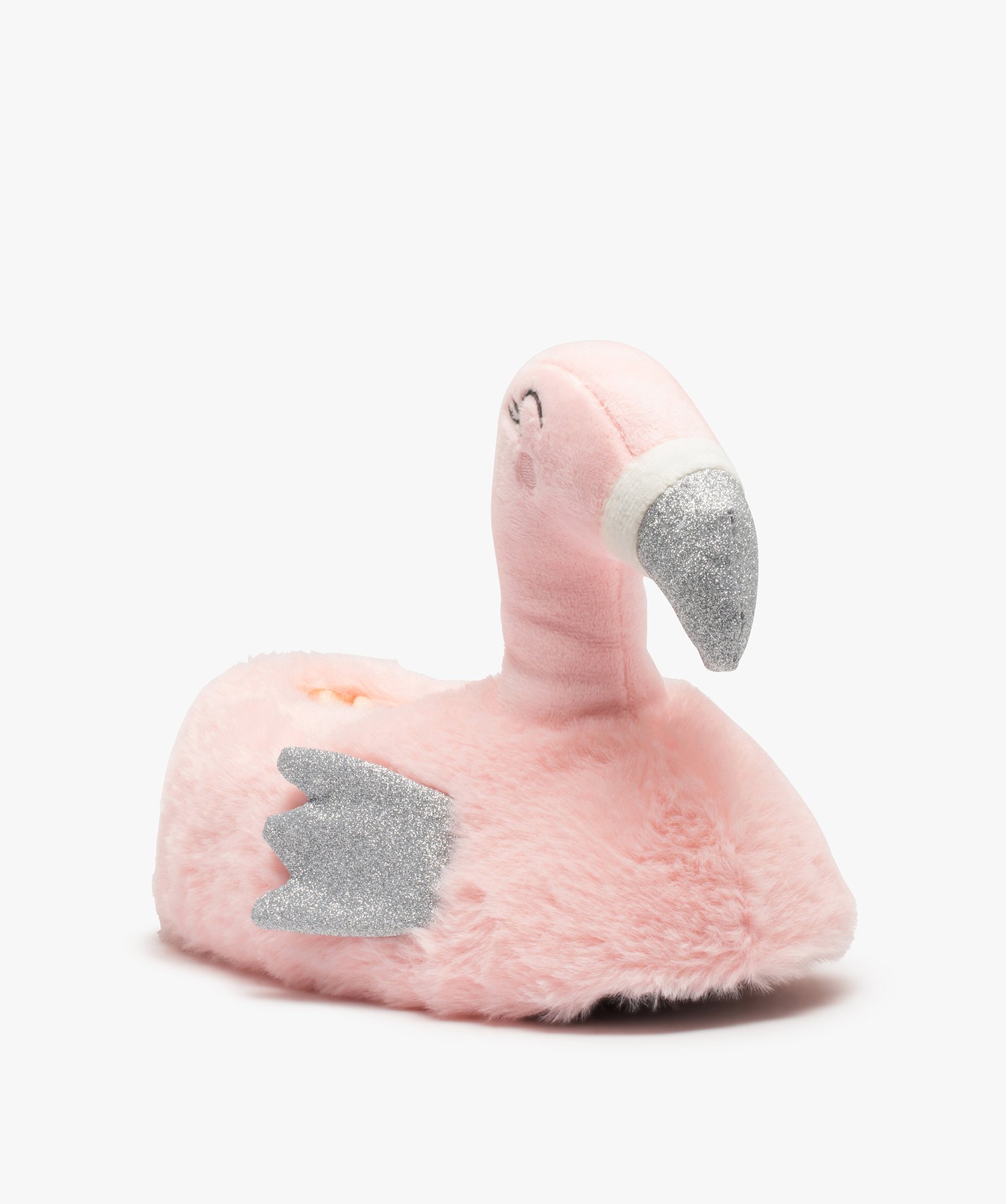 Chaussons femme en volume flamant rose à paillettes rose | GEMO