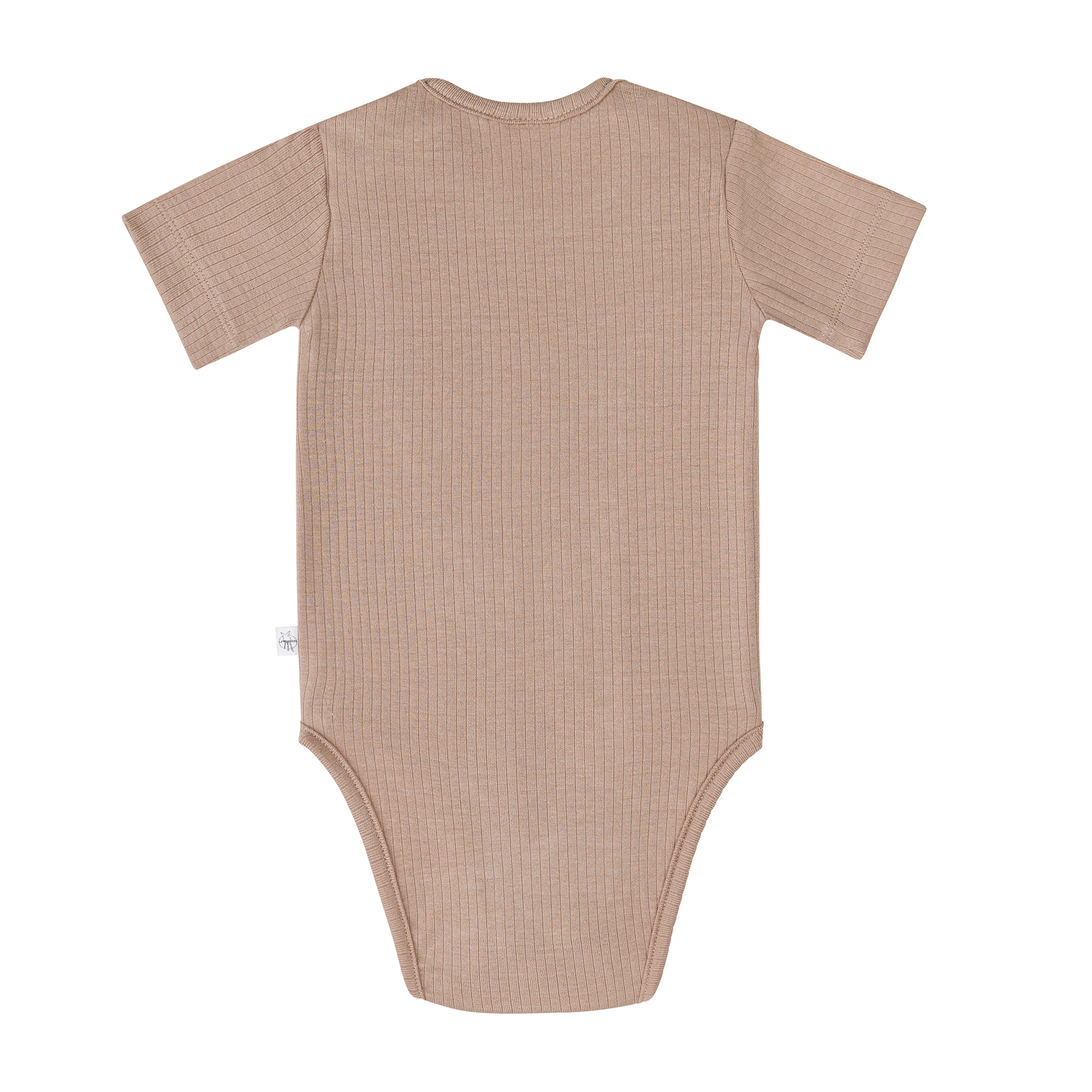 Baby Body Kurzarm - gerippt, Hellbraun