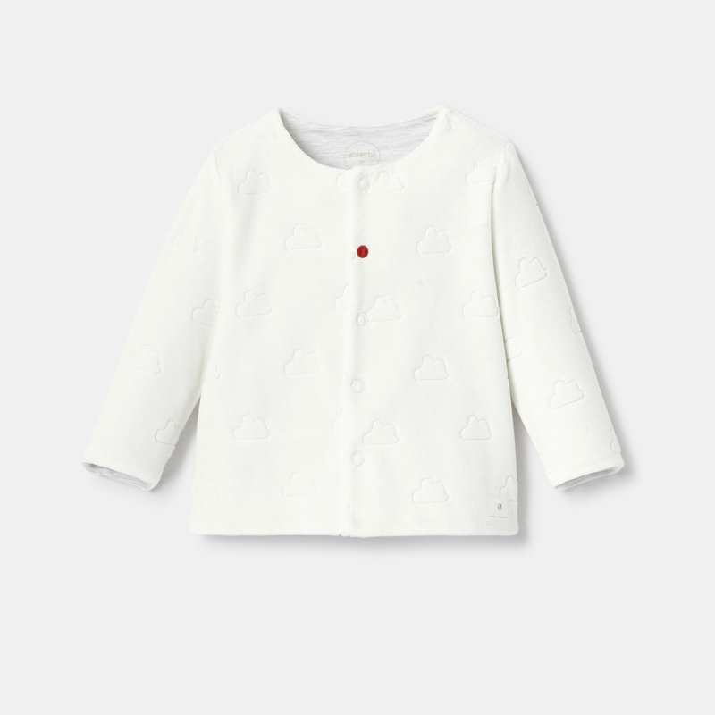Gilet réversible en velours dévoré blanc naissance Absorba