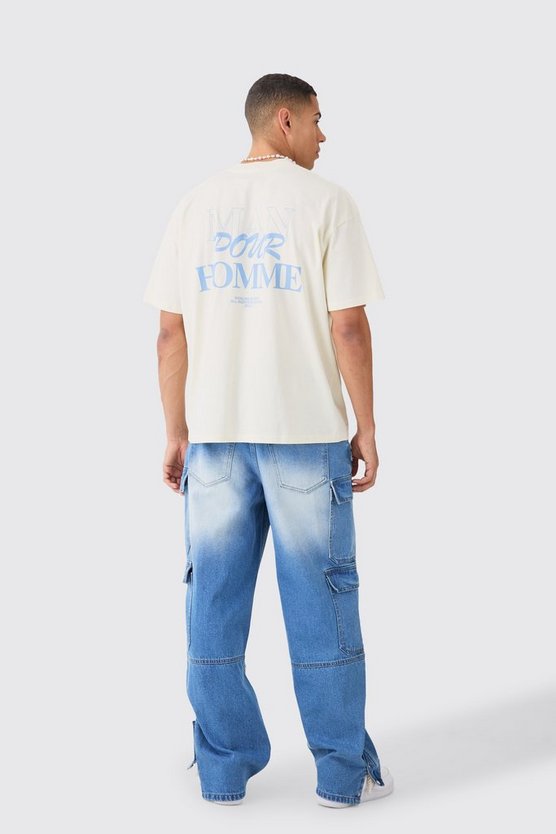 Oversize T-Shirt mit Pour Homme Print