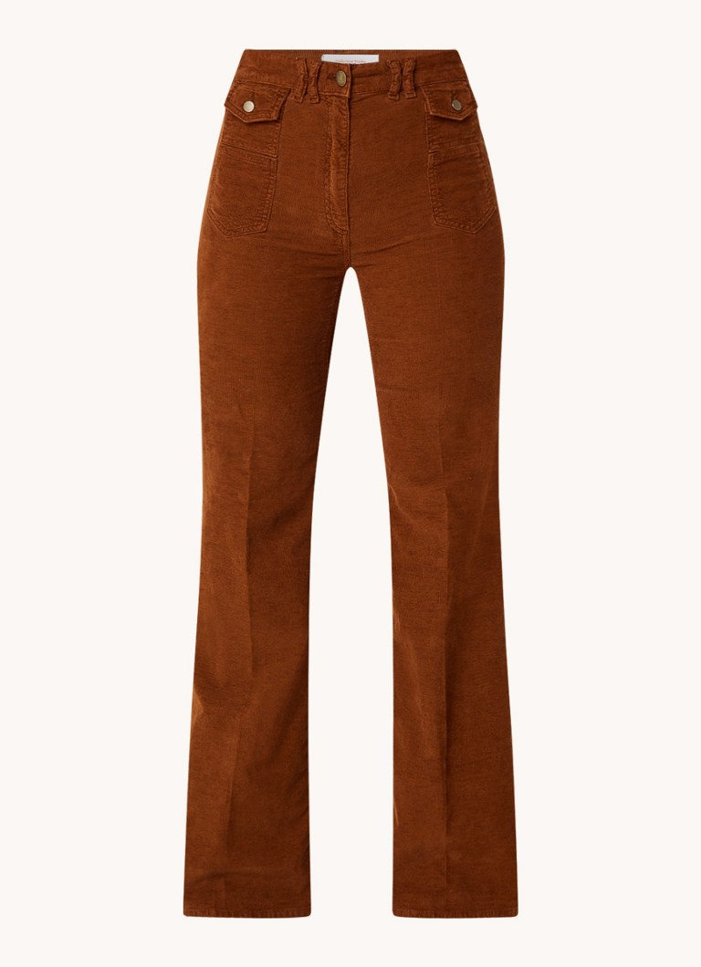 Pantaloni a vita alta svasati in velluto a coste misto lino di Gerard Darel Anna