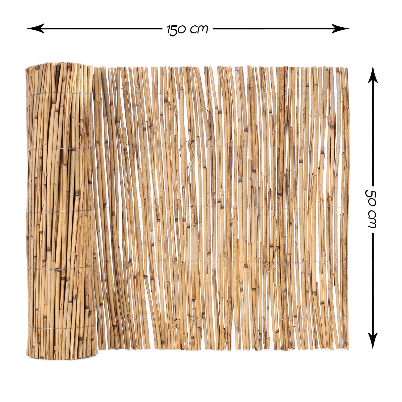 BooGardi Sichtschutzzaunmatten Schilfrohrmatte natur, (1-St., Sichtschutzmatte Schilf Höhe 50cm x Länge 150cm), Sichtschutz Balkon ohne bohren Garten Schilfmatte