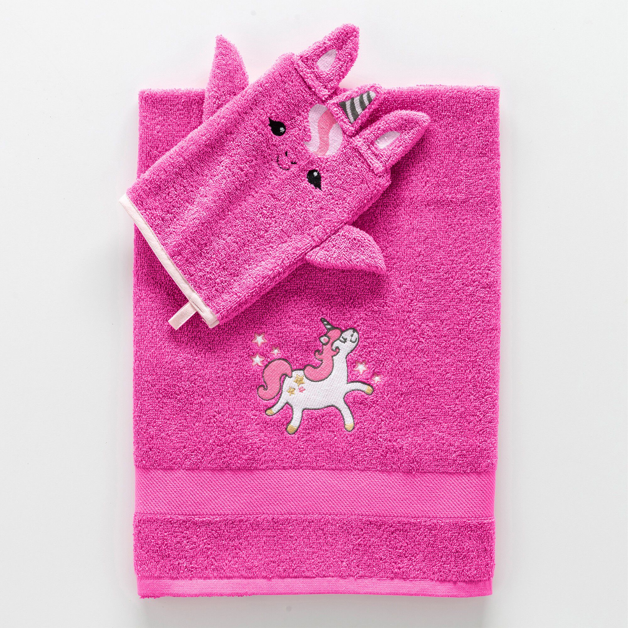 Collection éponge enfant brodée licorne coton