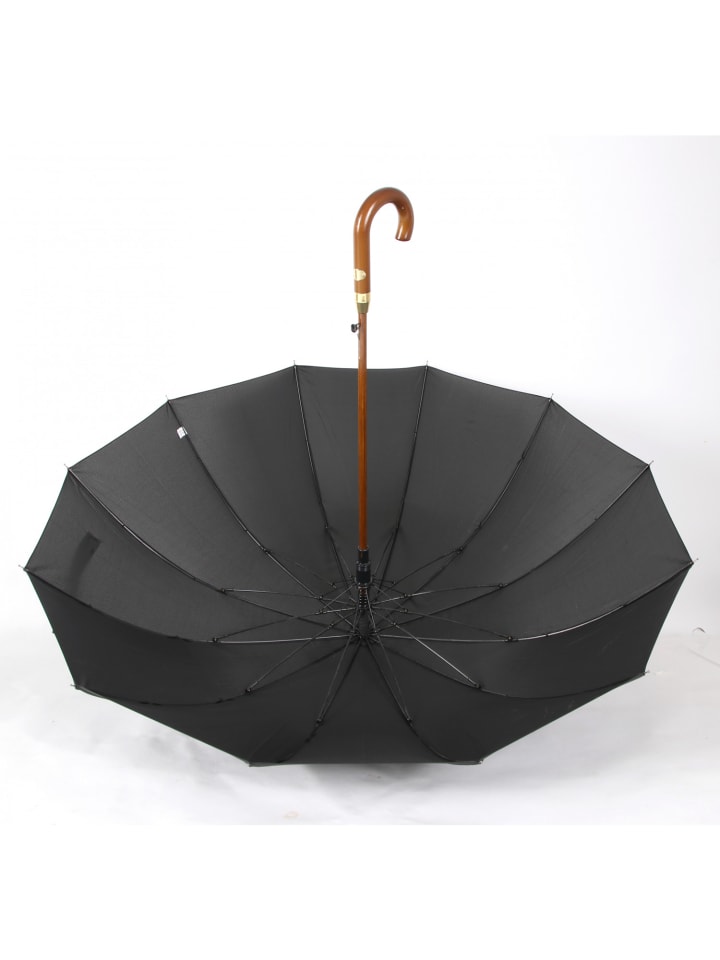 COFI 1453 Holzstockschirm ergomoischer hochwertiger Stockschirm in Schwarz in Schwarz günstig kaufen 116
