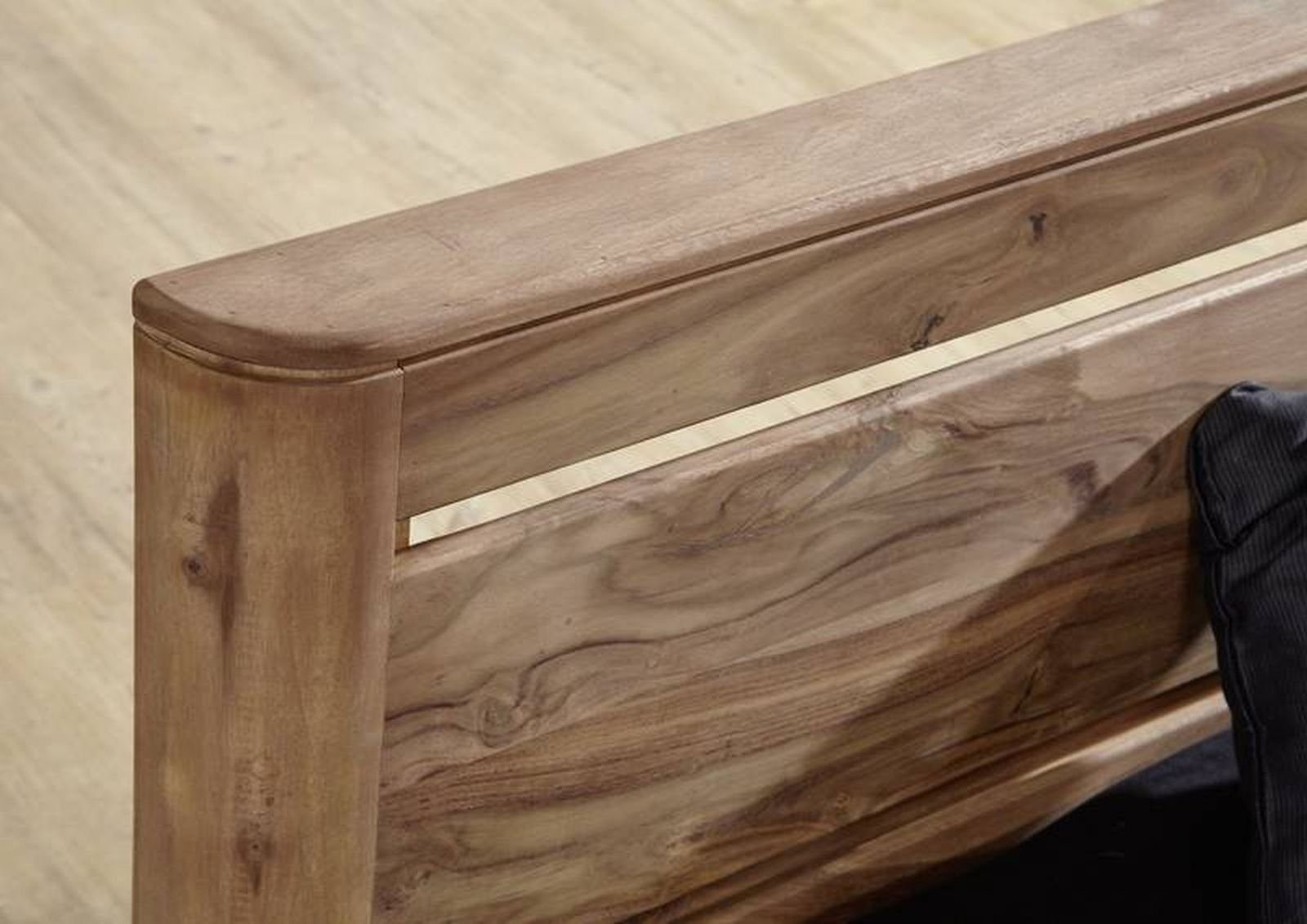 Massivmoebel24 Massivholzbett Bett Sheesham 180x200x90 smoked cherry gebeizt TORONTO #153