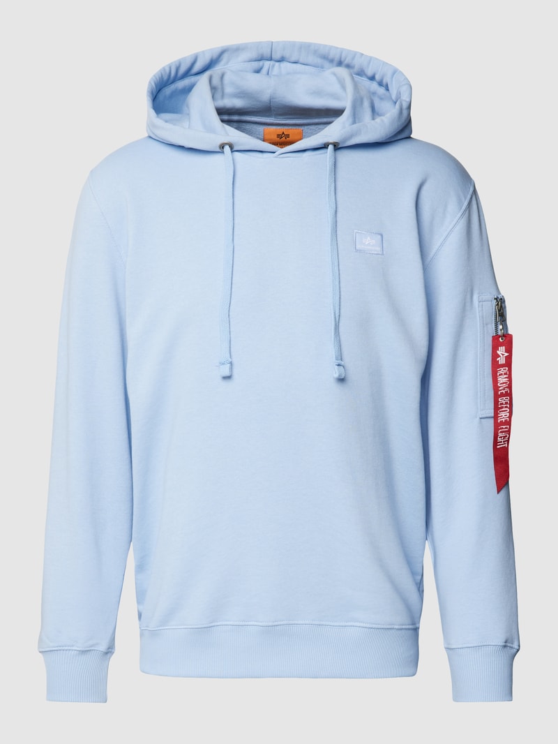 Hoodie mit Label-Applikation Modell 'X-FIT' in hellblau