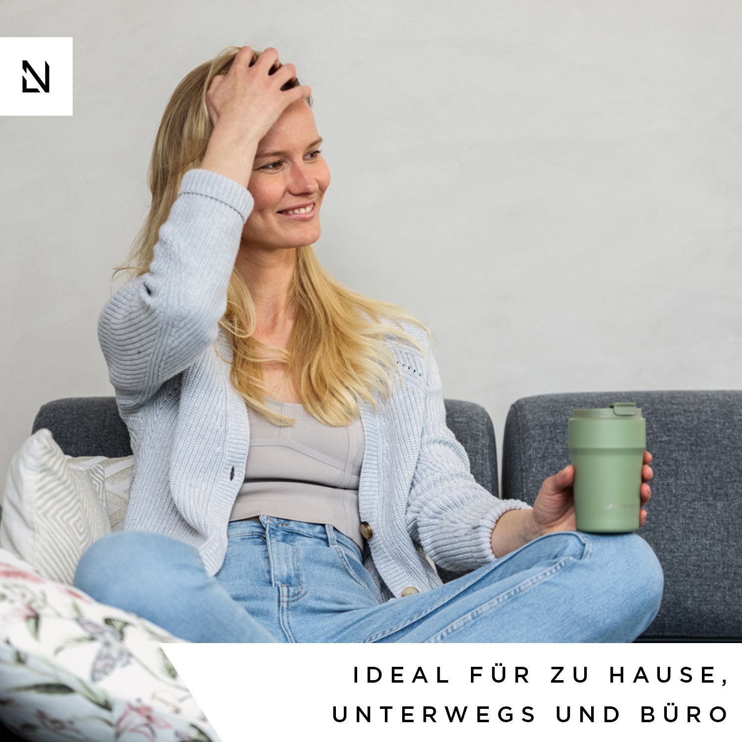 LARS NYSØM Thermobecher Bevægelse, 18/8 Edelstahl, Auslaufsicherer Travel-Mug für Kaffee und Tee unterwegs 380ml 500ml