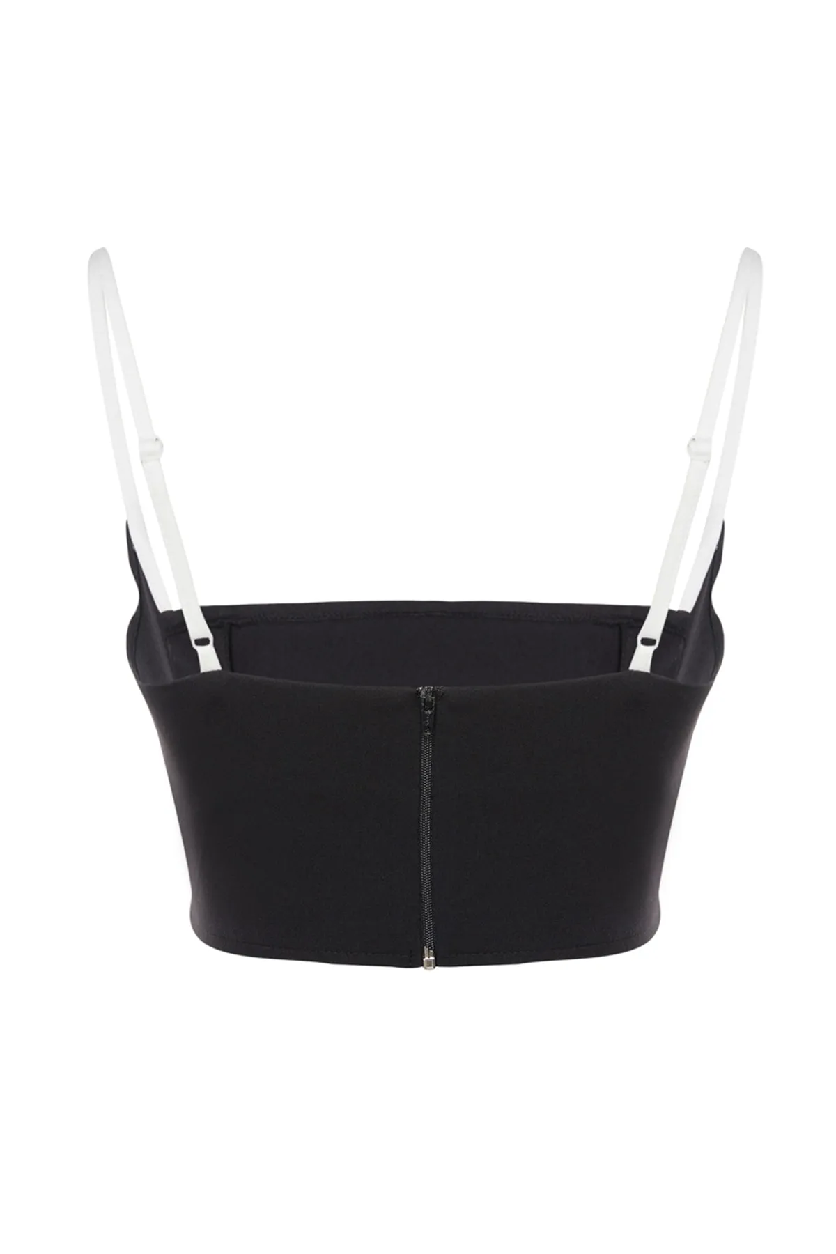 Trendyol Collection  Schwarz-weißes Crop-Bustier aus Webstoff TPRSS23BS00016