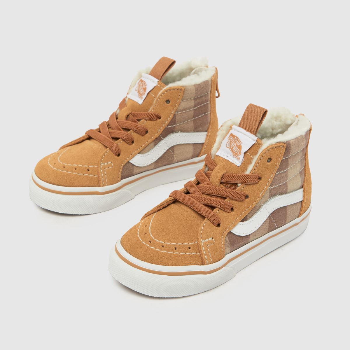 Vans beige & bruna sk8-hi dragkedja småbarnsskor