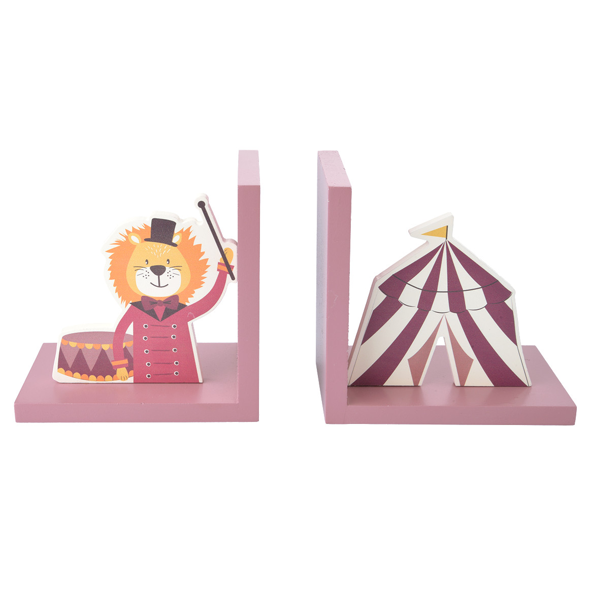 2er Set Buchstützen mit Zirkus-Motiv