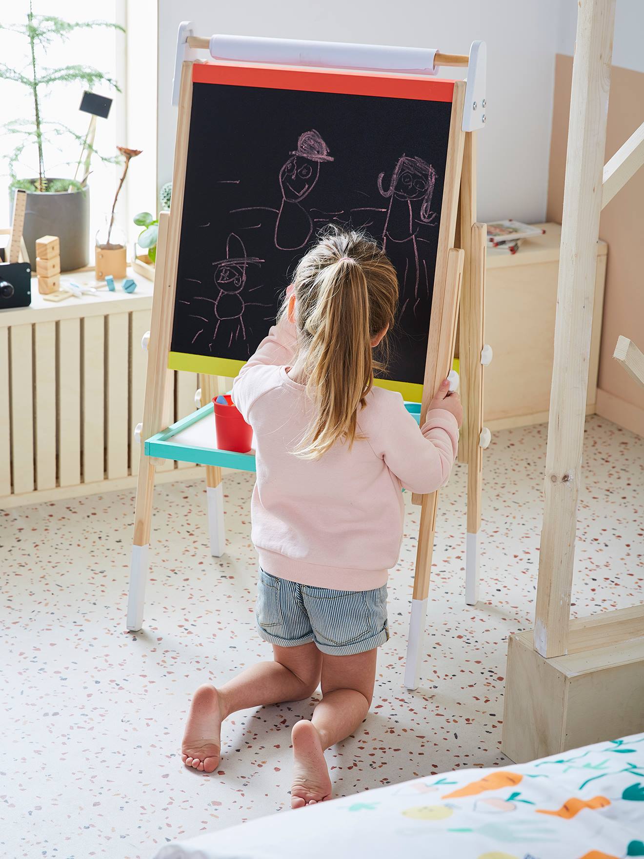 Vertbaudet 3-in-1 Tafel mit Mal-Zubehör FSC MIX - rosa