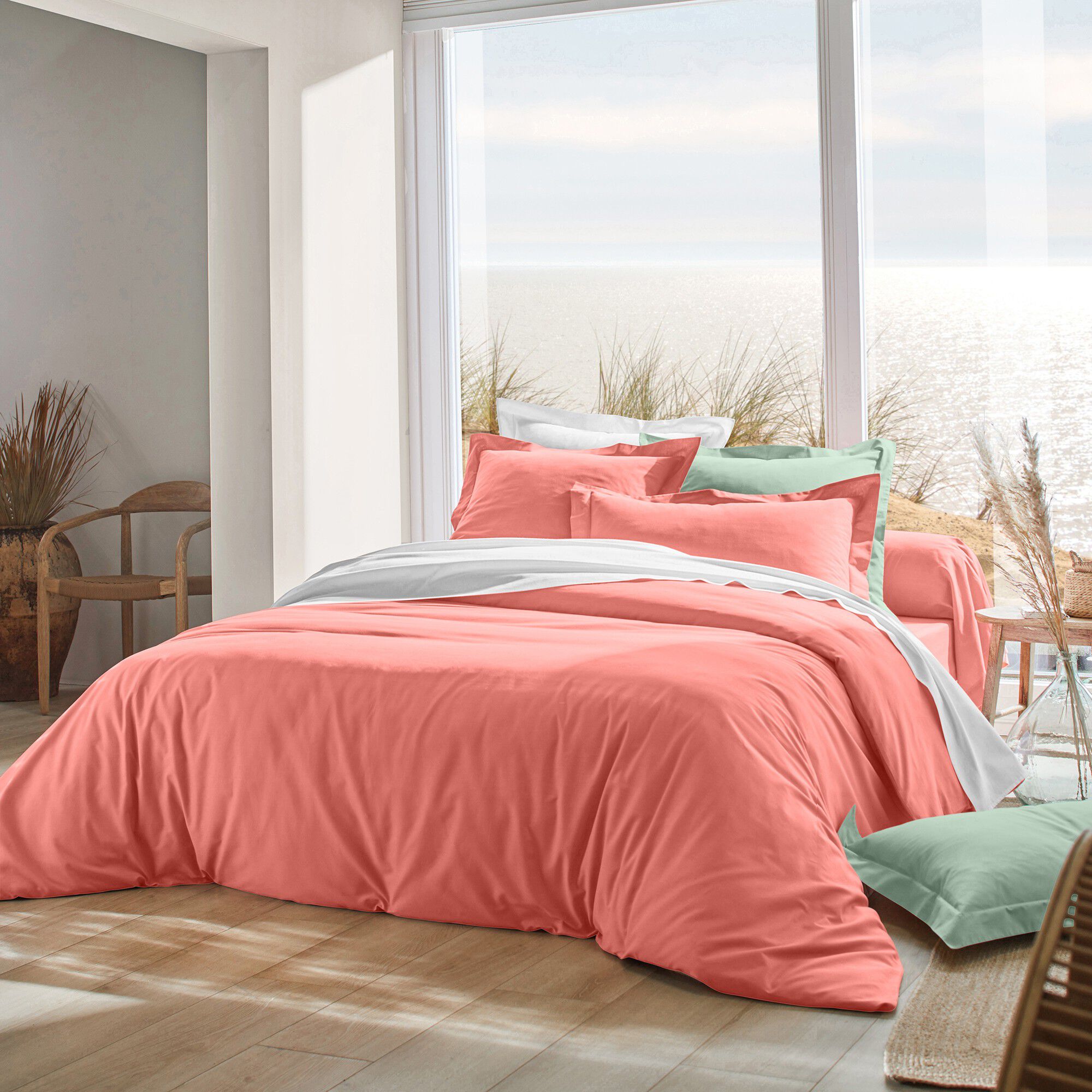 Linge de lit uni polyester-coton Colombine