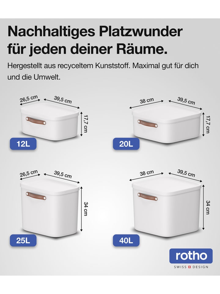 Rotho 4er-Set Kiste mit Deckel Maloja 40l in Mistelweiß günstig kaufen onesize