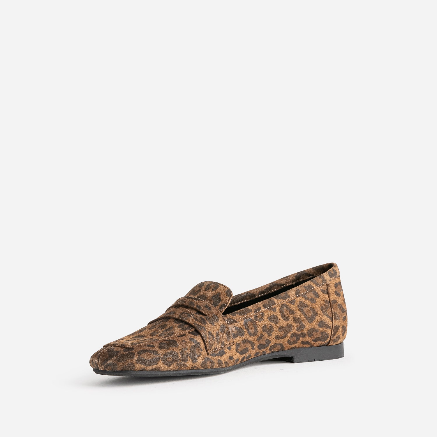Mocassin camel en cuir velours effet léopard