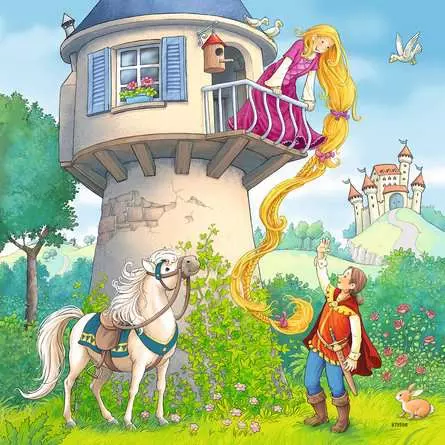 Kinderpuzzle ab 5 Jahren - Rapunzel, Rotkäppchen & der Froschkönig - 49 Teile
